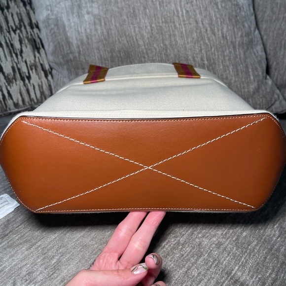 Coach Cream Canvas Tote with Pink and Tan Accents - Picture 5 of 8